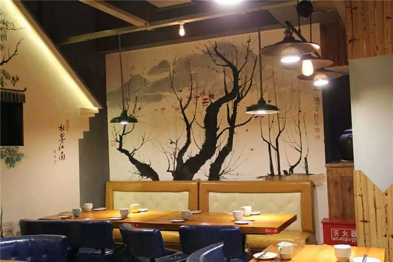 中国风餐厅墙绘案例